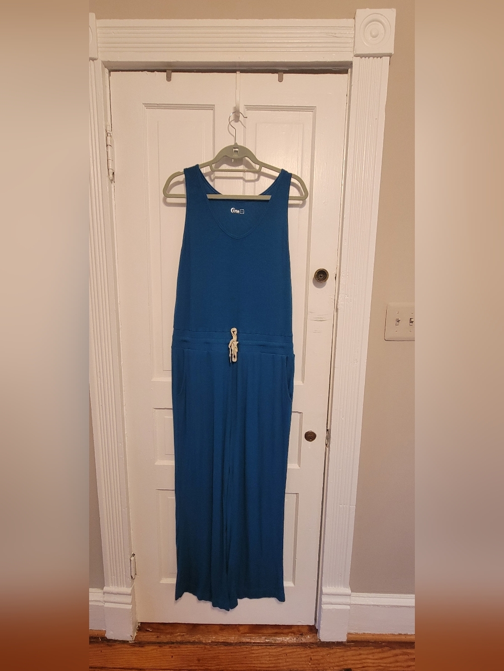ZYIA Teal Blue Sleeveless Jumpsuit with Drawstring - Picture 2 of 6